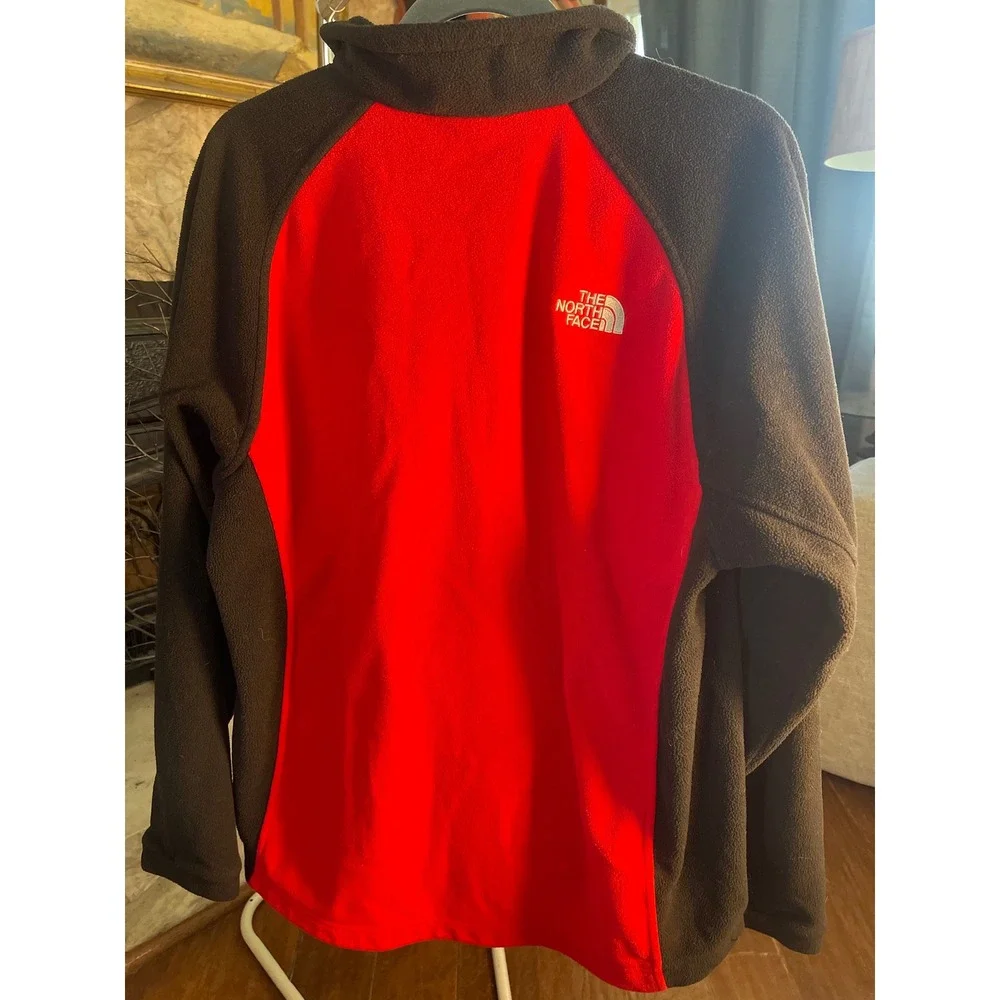 The North Face Red Black Colorblock Fleece Jacket Full Zip Mens‎ L vintage Y2K